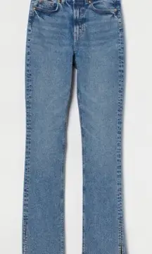 H&M Slim High Waist Split Raw Hem Jeans Size 6