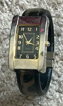 JCP women’s vintage two tone/ black and brown bangle‎ bracelet watch one size