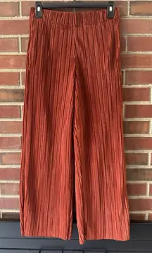 Nine West Pleated Wide Leg Pants Rust Orange Size XS Pockets