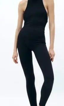 Zara  Seamless Long Jewel Jumpsuit Black NEW