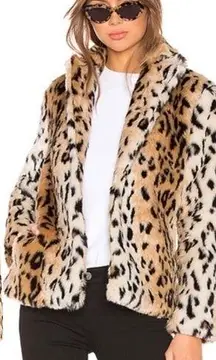 SUPERDOWN Faux Fur Animal Print Open Oversized Coat Sz XS