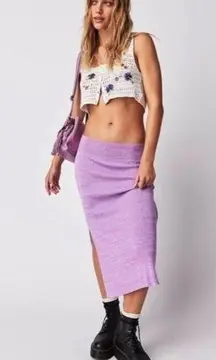 NEW Free People Golden Hour Midi Skirt Purple Combo Size Medium NWOT