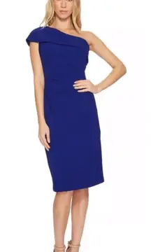 Vince Camuto Blue One Shoulder Ruched Women’s Dress Size 6