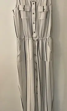 IRIS Basic Black/White Stripes Jumpsuit Sleeveless with Jogger Bottoms M Classic
