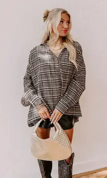 Impressions EUC Women's Rustic Vineyard Tweed Linen Blend Top Black Size S