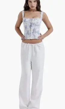 HOUSE OF CB Cleo Drawstring Pants in White Size Large