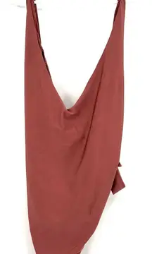 ASOS Size 12 Bathing Suit‎ Low Cut Neckline High Cut Leg Mauve Pink Red