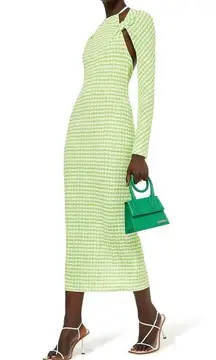 Jacquemus Nodi Midi Dress Size 2 Green Gingham Cutout Back Le Splash Hemmed