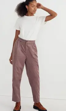 Madewell Corduroy Pull On Tapered Leg Pant in Fig/Mauve Size L