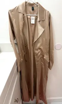 NWT Windsor Satin Gold Trench Coat Size Large