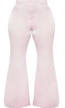 PrettyLittleThing Light Pink Satin Extreme Flare Tailored Pants Size Large