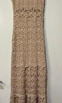 Nightcap By Carissa Rene Lace Sheer Dusty Rose Bodycon Long Gown Size 1 Dressy