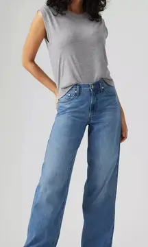 Levi's Women's 28x30 Baggy Dad Linen + Denim Lightweight Jeans Medium Wash