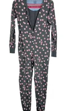 Jane and Bleeker XS Gray Peppermint Candy Print One Piece Pajama Jumpsuit