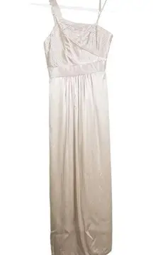 BCBG Max Azria 100% Silk Champagne One Shoulder Maxi Dress Size 6