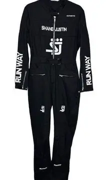 Women's Shane Justin Runway Black Zipper Buckle Jumpsuit Size M