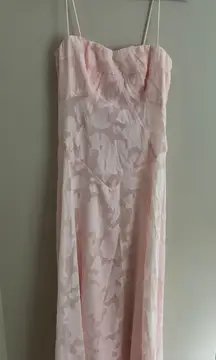 Light Pink Mesh Floral Maxi Dress