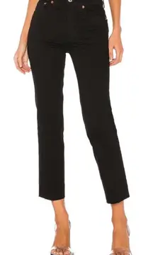 RE/DONE High Rise Stove Pipe Jet Black Jeans Size 26