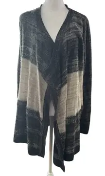 Sonoma Women's Black and Cream Open Front Cardigan Sz M