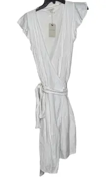 Lucky‎ Brand Wrap Dress Size Small White Linen Blend Side Tie Womens New