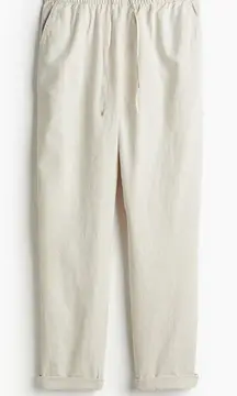 H&M Womens Pants Ivory Size S High Rise Cropped Elastic Waist Viscose Blend