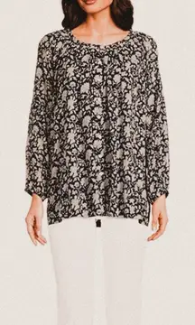 Talisman navy Moon River Boho Raglan Long Sleeve top S/M NWT