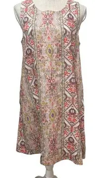 RACHEL ZOE Colorful Linen Trapeze Dress Size Medium