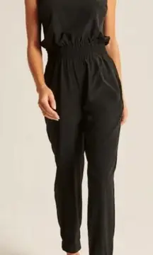 Abercrombie & Fitch Traveler Jumpsuit Jogger Ankle in Black Size Large