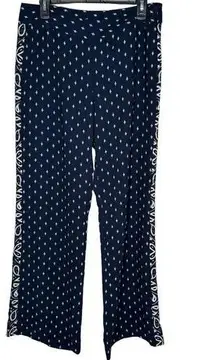 Cabi Women's Pants Trouser Track Star Bandana Print Wide Leg  Zip Button Size 8