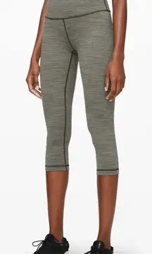 Rare Lululemon Wunder Under Crop Luxtreme 21” Wee Are From Space Sage Dark Olive