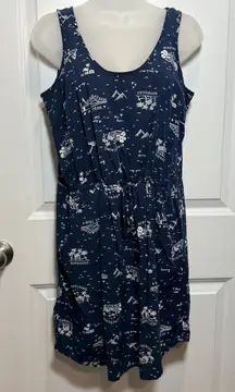 Gap Navy White Tropical Scene Print Smocked Waist Romper Shorts Women's Medium