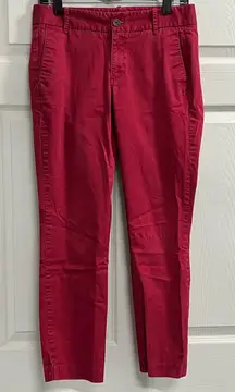 J.Crew Women’s Frankie Stretch Chino Red Straight Leg  Crop Pants - Size 4 - GUC