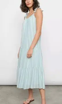 RAILS CAPRI JUNIPER STRIPE MIDI DRESS Size Large with ruffle NWT 1781