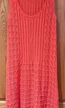 Trina Turk Open Crochet Knit Sleeveless Dress Cover-Up in Orange Pop Size XS/S‎