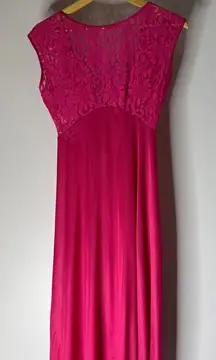 Vintage Soft Moments Pink Lace Top Nylon Bottom Nightgown Small