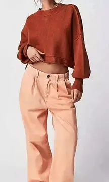 Free People Addy Wide Leg Chino Pants Pastel Light Orange Size 4 NWOT