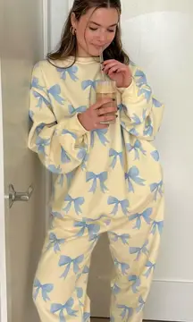 Happy Camp3r bows pajamas pants coquette watercolor lounge butter pastel