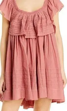 Free people Hailey Mini dress size large dusty rose babydoll layered