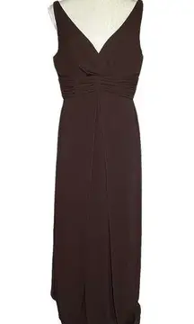 Bill Levkoff Womens Chiffon Special Occasion Dress Size 14 Brown Maxi Sleeveless