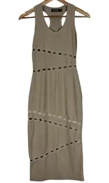 Rehab Midi Dress Womens M Cream Cut Out Sleeveless Bodycon Clubwear Neutral