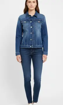 7 For All Mankind Classic Jean Jacket Button Front Pockets Medium Blue Womens Si