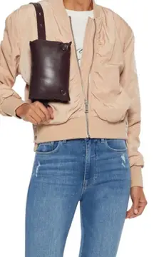 Frame Snap Detailed Ruched Shell Bomber‎ Jacket in Nude Medium MSRP $425