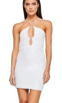 Revolve Nookie Supreme White Sequin‎ Strappy NYE Mini Dress Size S NEW