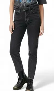 RSQ Vintage Mom Jeans Womens 25 Faded Black Tapered Stretch Retro Grunge 90s