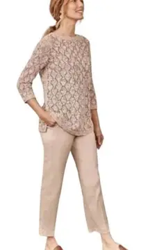 J. Jill Love Linen Brown Tan Marled Elastic Waist Linen Pants
