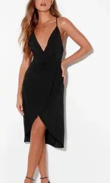 Lulus Panache Backless Midi Dress Black Sz M Sleeveless Plunge V-Neck Whimsigoth