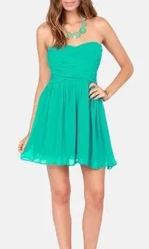 Lulus LULU’S Exclusive Sash Flow Strapless Teal Dress