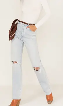 Rolla's Light Wash High Rise Classic Straight Jeans
