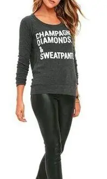 Chaser Champagne & Sweatpants Backless Sweatshirt Charcoal Grey Womens Medium