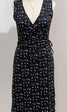 Kenneth Cole Women's Black & White Geometric Print Wrap Dress Size PM